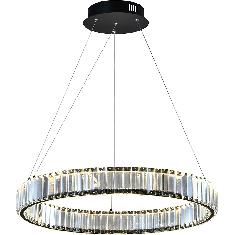 Elegante lampada a sospensione a LED con cristallo trasparente e luce soffusa anabbagliante 81 cm