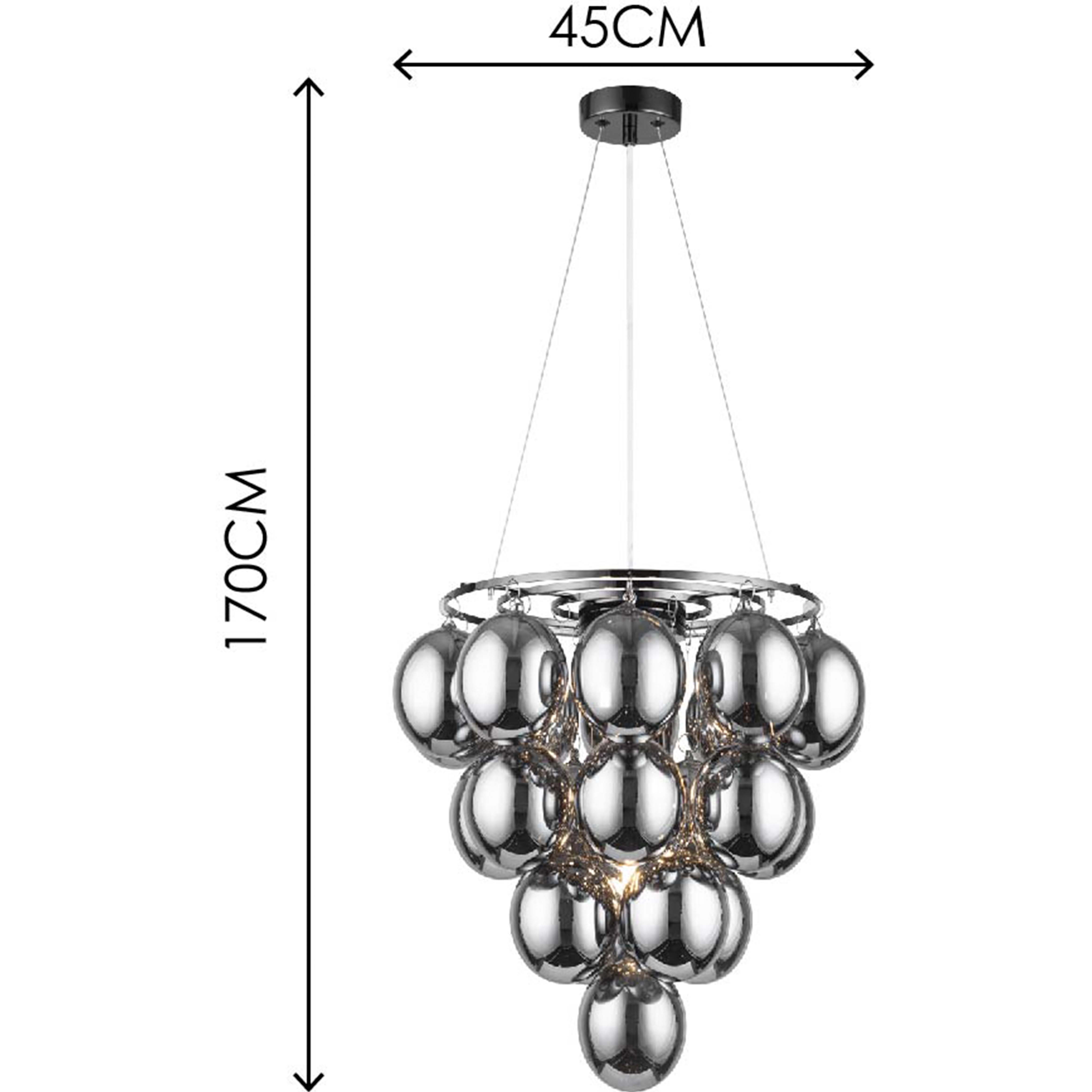 Graziosa lampada a sospensione decorativa: elegante barra in metallo cromato nero, splendidi occhiali color fumo - 22 luci