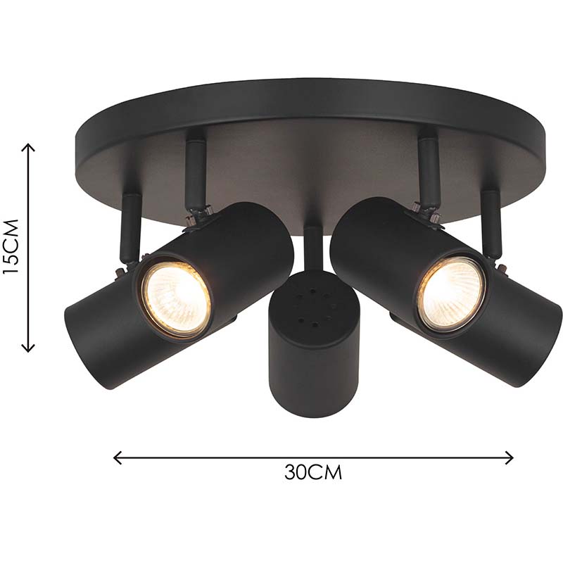 Eleva il tuo spazio con la plafoniera in stile nordico moderno: semplice e decorativa - 3 luci, nero sabbia - GU10