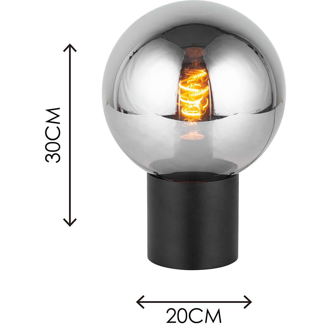 Lampada da scrivania in vetro fumé dal design autentico nordico con forma a sfera moderna e attacco E27