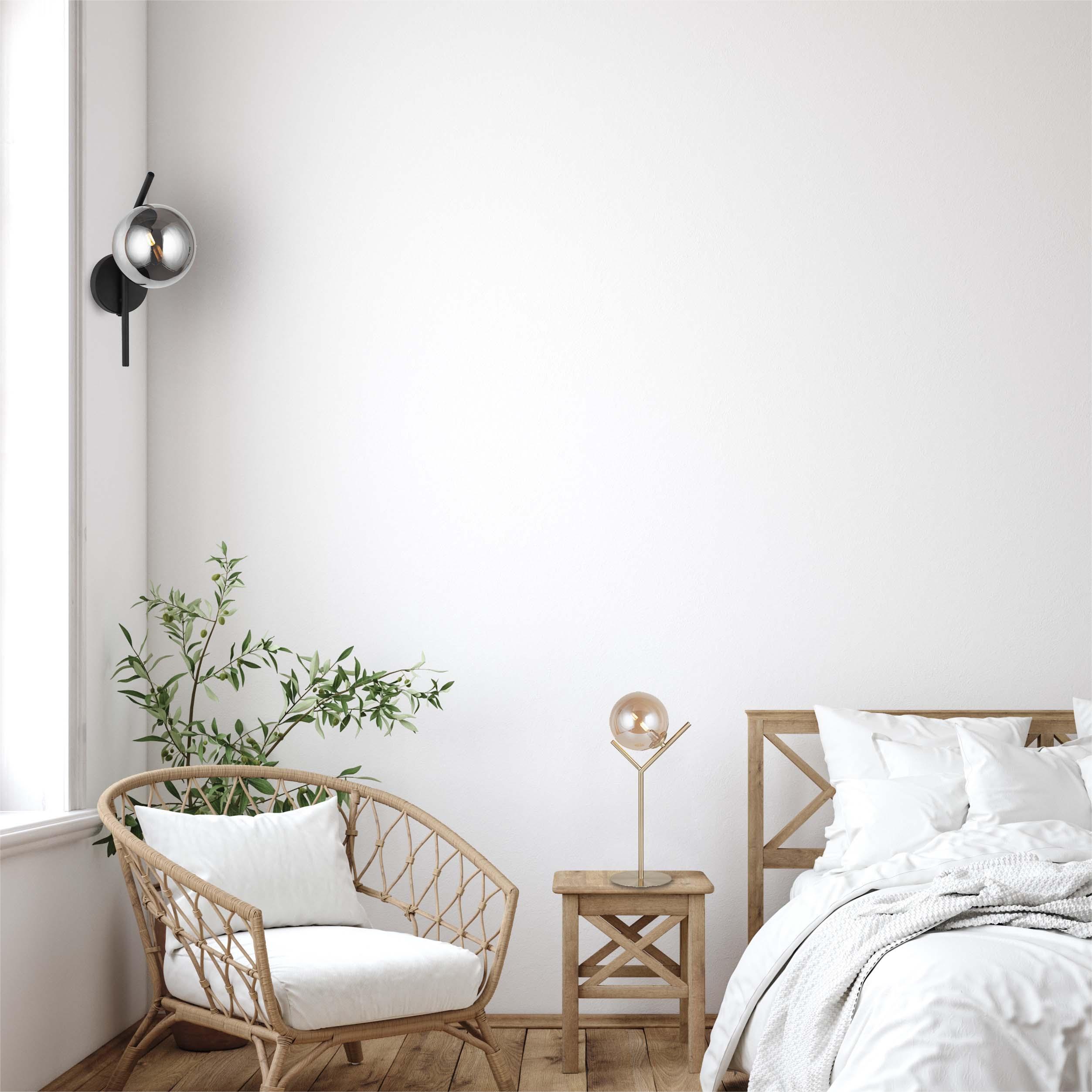 Elegante design nordico autentico Lampada da parete in vetro fumé chiaro Lampada a sfera decorativa G9