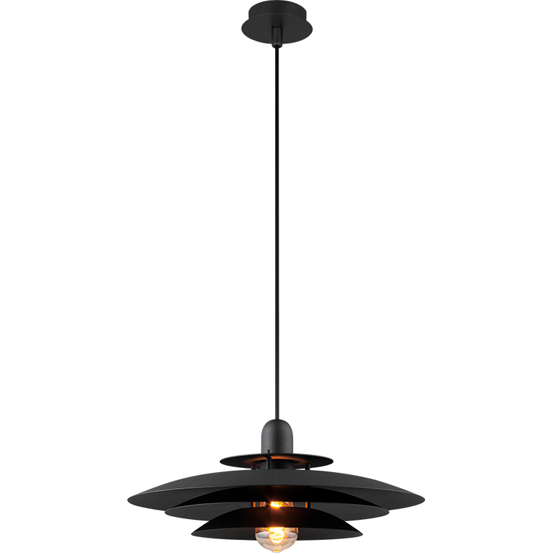 Nordic Round Light Attraente Lampadario Louvre Lampada a sospensione Regolabile in altezza Nero opaco E27