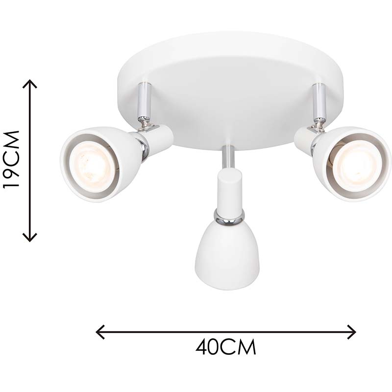 Faretto da soffitto minimalista in stile nordico con tre luci GU10 bianco sabbia, collezione EMIL