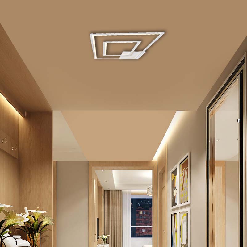 Lampada da soffitto quadrata doppia a strisce luminose a LED antiabbagliamento - Dia.35cm - Bianco sabbia - DIM