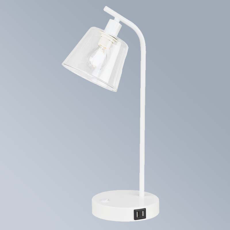 Nordic 2022 Lampada da tavolo in metallo vetro lampada da comodino industriale con 2 porte USB E14 dim